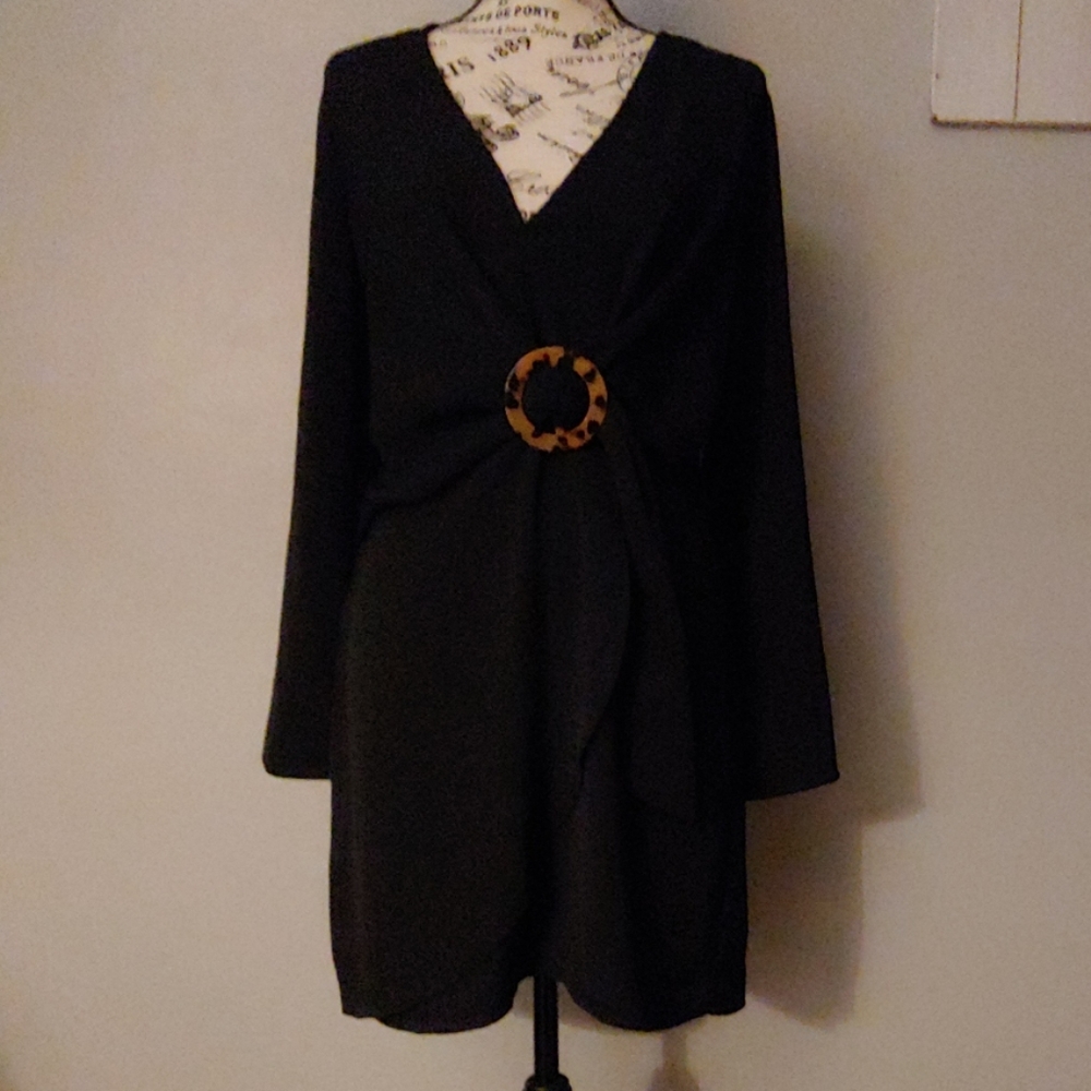 Black Faux Wrap Topshop Dress